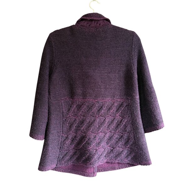 Classiques Entier Tweed Intricate Cable Knit Double Breasted Cardigan Coat Large - Picture 11 of 11